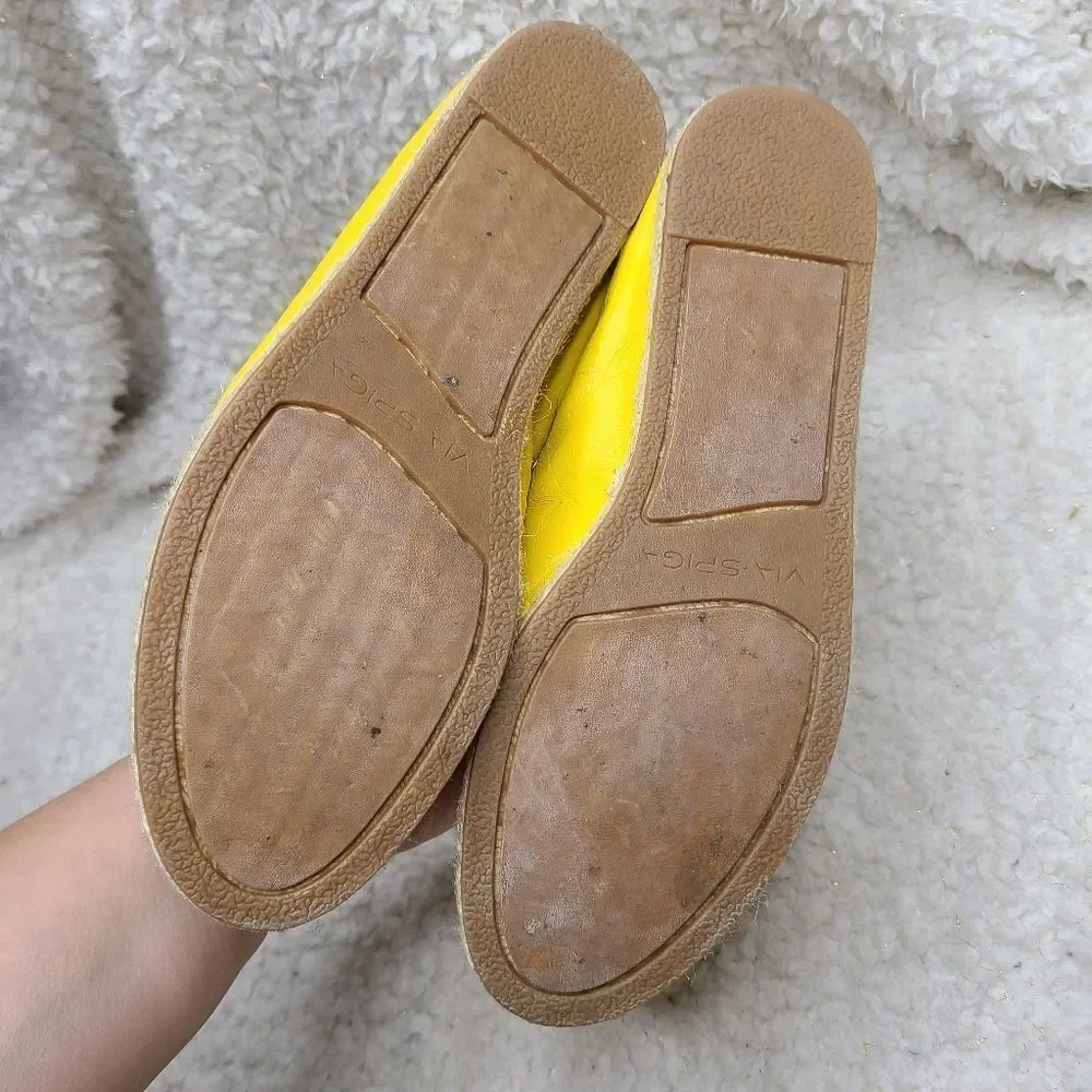 Via Spiga Yellow Leather Espadrilles Flats Size 7.5‎